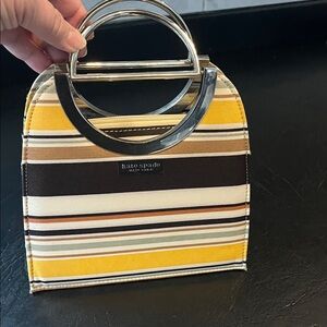 Kate Spade Yellow and Brown Striped Mini Bag